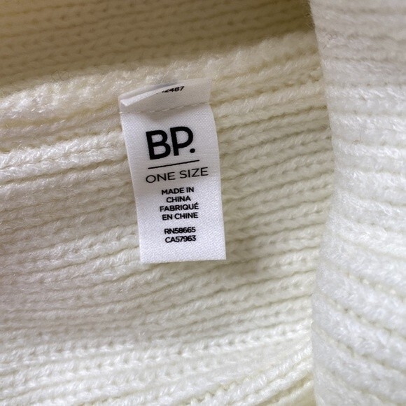 BP Nordstrom Ivory Multi Color Metallic Pom Pom Beanie Hat Wrist Warmer Set - Picture 6 of 11